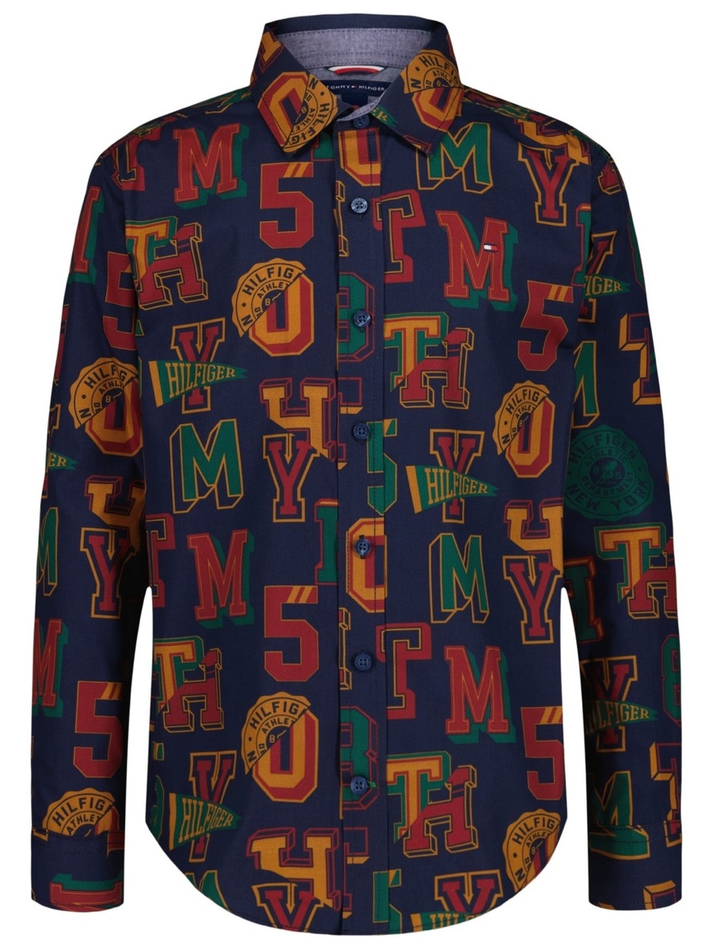 Tommy Hilfiger Boys Printed Long Sleeve Shirt - Navy Blazer NWT